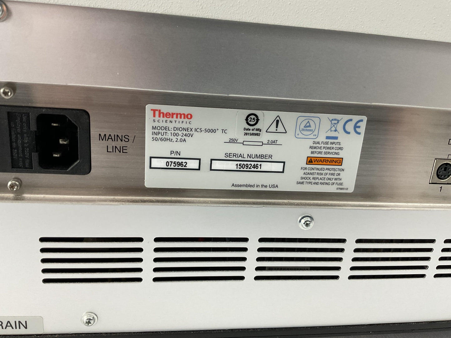 Thermo Scientific ICS-5000 Dionex TC Plus 075962 Ion Chromatography System